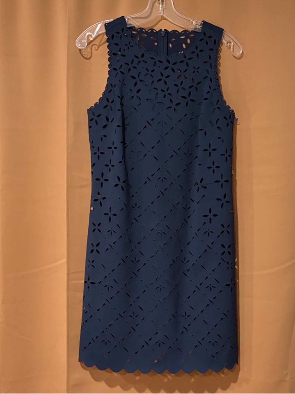 J. Crew Navy Laser-Cut Sleeveless Midi Dress